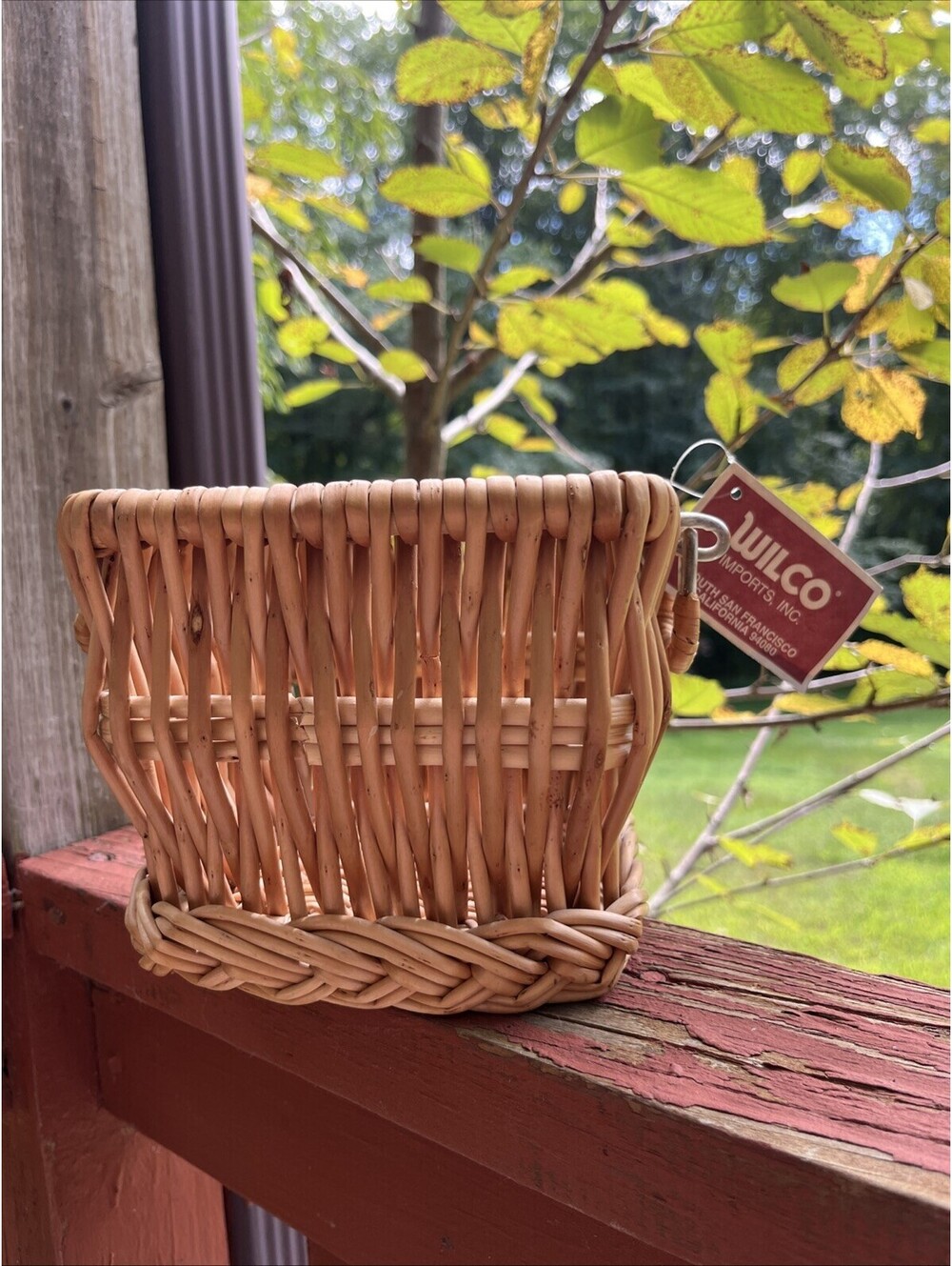 Vintage Wilco Imports Square Wicker Basket NWT Deadstock Boho Storage Handles